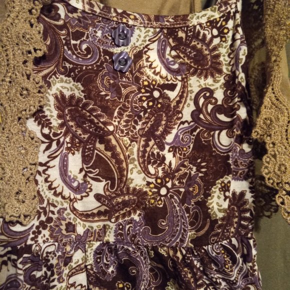 Purple Tan Paisley Shirt with Tan Vest - Picture 2 of 4